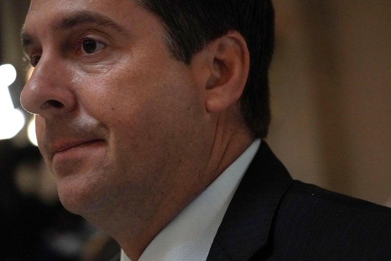 A close-up photo of Devin Nunes' face.